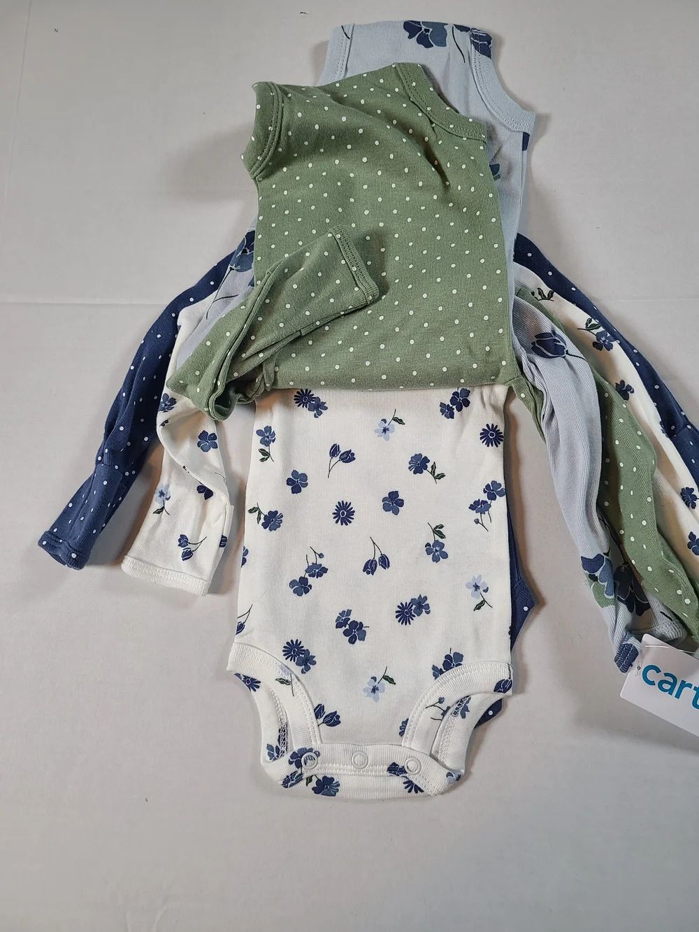 Carter's White and Green Baby 4-Pack One-Pieces